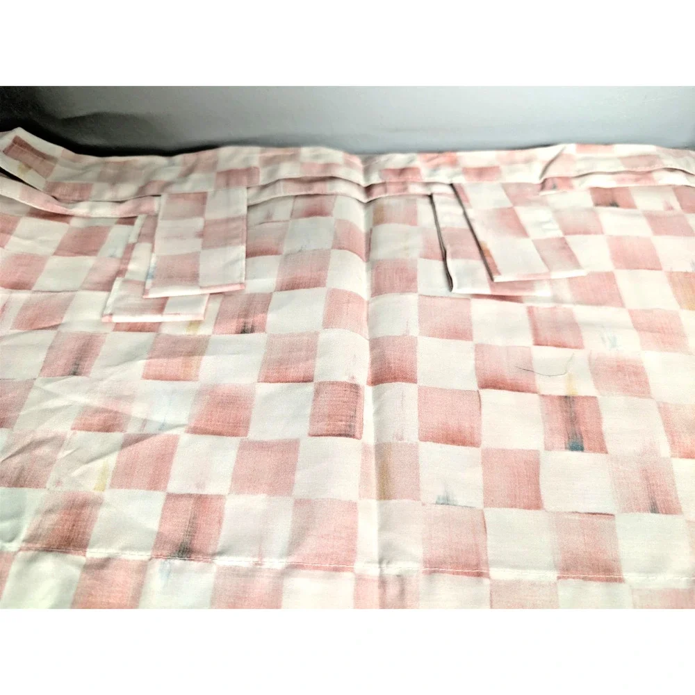 MacKenzie Childs Rosy Check Tab Top Valance 72 x 12